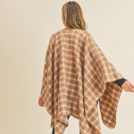 Wholesale soft Knit Plaid Ruana Wrap One Fits Most Long Polyester