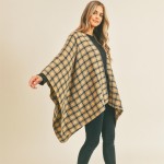 Wholesale soft Knit Plaid Ruana Wrap One Fits Most Long Polyester