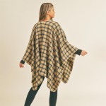 Wholesale soft Knit Plaid Ruana Wrap One Fits Most Long Polyester