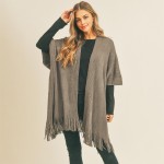 Wholesale solid Color Knit Kimono Tassel Hem One Fits Most Long Acrylic