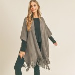 Wholesale solid Color Knit Kimono Tassel Hem One Fits Most Long Acrylic