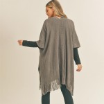Wholesale solid Color Knit Kimono Tassel Hem One Fits Most Long Acrylic