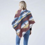 Western Jacquard Blanket Wrap Scarf With Frayed Edges

- 100% Acrylic 
- Approximately 52.5" W x 55" L