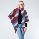 Western Jacquard Blanket Wrap Scarf With Frayed Edges

- 100% Acrylic 
- Approximately 52.5" W x 55" L