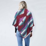 Western Jacquard Blanket Wrap Scarf With Frayed Edges

- 100% Acrylic 
- Approximately 52.5" W x 55" L