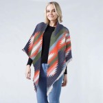 Western Jacquard Blanket Wrap Scarf With Frayed Edges

- 100% Acrylic 
- Approximately 52.5" W x 55" L