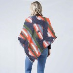 Western Jacquard Blanket Wrap Scarf With Frayed Edges

- 100% Acrylic 
- Approximately 52.5" W x 55" L