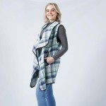 Plaid Drape Collar Vest With Pockets

- One Size Fits Most 0-14
- 100% Polyester 