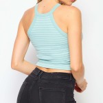 Wholesale striped Ribbed Cami Crop Top Pack Nylon Polyester Spandex Run S M L XL