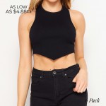 Wholesale solid Ribbed Bandana Hem Crop Top Pack Seamless Slimming Fit Nylon Spa