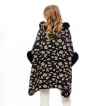 Wholesale heavy Weight Leopard Faux Fur Hooded Kimono One Fits Most Button Latch