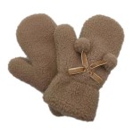 Wholesale fuzzy Lined Solid Color Mittens Pom Bow Accents One Fits Most Polyeste