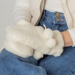 Wholesale fuzzy Lined Solid Color Mittens Pom Bow Accents One Fits Most Polyeste