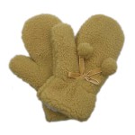 Wholesale fuzzy Lined Solid Color Mittens Pom Bow Accents One Fits Most Polyeste