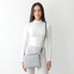 Wholesale reflective Chevron Stitch Cross Body Handbag Detachable Leather Wristl
