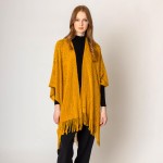 Wholesale solid Color Knit Ruana Wrap Tassel Hem One Fits Most Acrylic