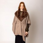 Wholesale faux Fur Collar Belted Kimono One Fits Most Acrylic Polyester Cotton