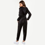 Wholesale soft Faux Fur Fleece Zip Up Cropped Hoodie Jogger Set Faux Fur Lined H