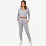 Soft Faux Fur Fleece Zip Up Cropped Hoodie Jogger Set.

- Faux Fur Lined Hoodie With Drawstrings
- Pockets on Both Hoodie and Joggers
- Elastic Waist Band and Leg
- 92% Polyester / 8% Spandex