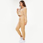 Soft Faux Fur Fleece Zip Up Cropped Hoodie Jogger Set.

- Faux Fur Lined Hoodie With Drawstrings
- Pockets on Both Hoodie and Joggers
- Elastic Waist Band and Leg
- 92% Polyester / 8% Spandex