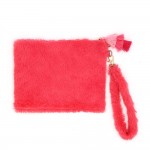 Faux Fur Wristlet Pouch Handbag With Tassel Zipper Pull

- Full Zip Closure
- One Internal Pocket
- Approximately 8.5" W x 7" H
- 100% Polyester