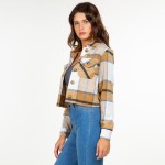 Wholesale soft Knit Button Down Pocket Cropped Shacket Button cuffed sleeves Fun