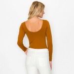 Wholesale women s Seamless Body Contour Long Sleeve Bodysuit One Fits Most V nec