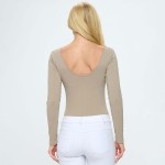 Wholesale women s Seamless Body Contour Long Sleeve Bodysuit One Fits Most V nec