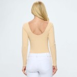 Wholesale women s Seamless Body Contour Long Sleeve Bodysuit One Fits Most V nec