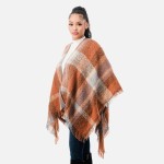 Plaid Knit Ruana Wrap with Fringe Hem.

- One Size Fits Most (0-14)
- 100% Polyester