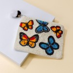 Wholesale canvas Seed Bead Butterfly Pouch Pom Zipper Zipper Closure L T Cotton