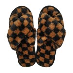 Wholesale checkered Criss Cross Slide Slippers Rubber Sole S M L