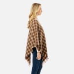 Wholesale plaid Knit Poncho One Fits Most Polyester