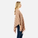 Wholesale plaid Knit Poncho One Fits Most Polyester