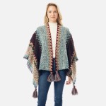 Wholesale chevron Multi Colored Knit Kimono Tassel Accent One Fits Most Acrylic