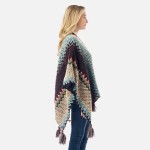 Wholesale chevron Multi Colored Knit Kimono Tassel Accent One Fits Most Acrylic