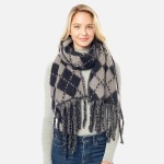 Wholesale fuzzy Argyle Scarf Tassels L W Acrylic