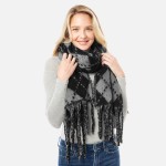 Wholesale fuzzy Argyle Scarf Tassels L W Acrylic