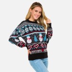 Wholesale knitted Christmas Sweater Snowman Snowflakes Print S M Fits US Women s