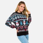 Wholesale knitted Christmas Sweater Snowman Snowflakes Print S M Fits US Women s