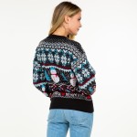 Wholesale knitted Christmas Sweater Snowman Snowflakes Print S M Fits US Women s