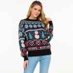 Wholesale knitted Christmas Sweater Snowman Snowflakes Print S M Fits US Women s