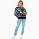 Wholesale knitted Christmas Sweater Snowman Snowflakes Print S M Fits US Women s