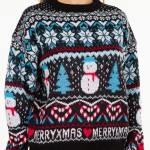 Wholesale knitted Christmas Sweater Snowman Snowflakes Print S M Fits US Women s