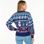 Wholesale knitted Christmas Sweater Snowman Snowflakes Print S M Fits US Women s