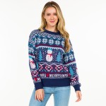 Wholesale knitted Christmas Sweater Snowman Snowflakes Print S M Fits US Women s