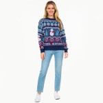 Wholesale knitted Christmas Sweater Snowman Snowflakes Print S M Fits US Women s