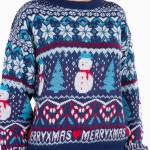 Wholesale knitted Christmas Sweater Snowman Snowflakes Print S M Fits US Women s