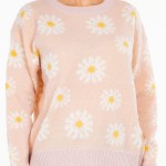 Wholesale knitted Sweater Daisy Print S M Fits US Women s M L Fits US Women s Po