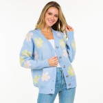 Wholesale knitted Cardigan Daisy Print S M Fits US Women s M L Fits US Women s P